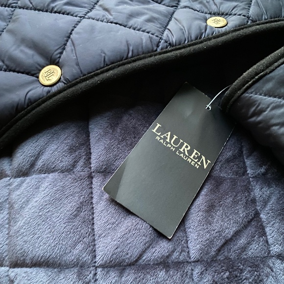New Lauren Ralph Lauren Quilted Jacket XL Womens Black Sherpa Black Label - Picture 4 of 6